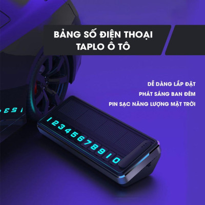 Bảng Số Điện Thoại Pin Sạc Năng Lượng Mặt Trời Phát Sáng Ban Đêm Dừng Đỗ Xe Toyota Vios, Hyundai, Kia, Peugeot, Honda