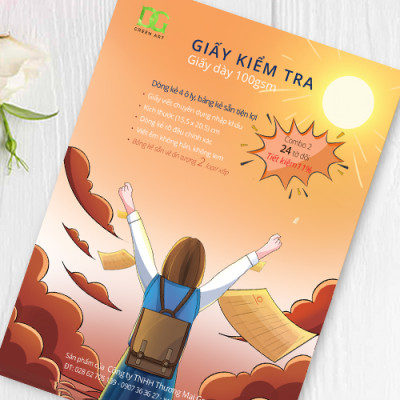 Giấy kiểm tra 4 ô ly giấy dày 100gsm, viết được tất cả các loại bút không lem không hằn, bảng kẻ sẵn tiện lợi, Combo 2: 24 tờ  GKTL1-11 Green Art- Hàng chính hãng