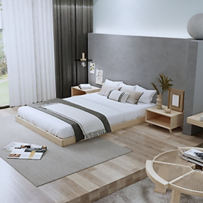 Giường ngủ gỗ CT11 Juno Sofa màu vàng nhạt 