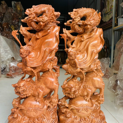 Tượng đạt ma sư tổ bằng gổ hương đá kt cao 60cm