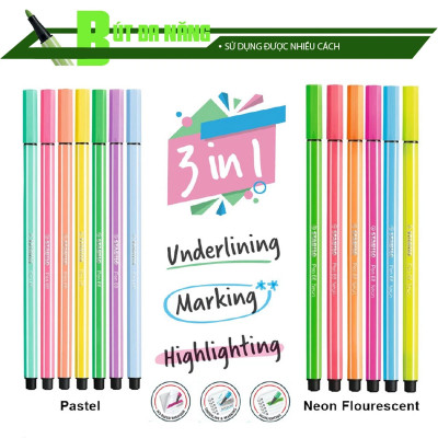 Bộ bút lông màu STABILO Pen68 1.0mm (PN68) - Cuộn vải 25 cây + Sách tô màu SACB (PN6825RG)