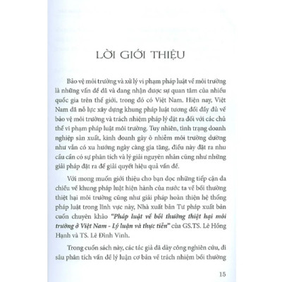 Sách - Pháp luật về bồi thường thiệt hại môi trường ở Việt Nam - Lý luận và thực tiễn 