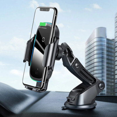 Giá đỡ điện thoại kiêm sạc không dây gắp taplo, cửa gió điều hòa ô tô hãng Baseus WXHW03 - Công suất đầu ra: 15W (Max) - Hàng Nhập Khẩu