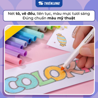 Bút lông màu Fiber Pen 20 màu Pastel Thiên Long Colokit rửa được an toàn sử dụng tô màu, vẽ tranh, calligraphy SWM-C008