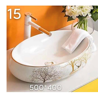 CHẬU LAVABO HOA VĂN MEN SỨ GRVL 065F