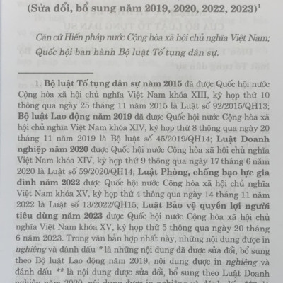 Bộ luật tố tụng dân sự (hiện hành) (sửa đổi bổ sung năm 2019, 2020, 2022, 2023)
