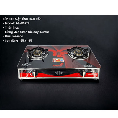 Bếp gas đôi mặt kính Pengo PG-8077B( Hàng chính hãng)