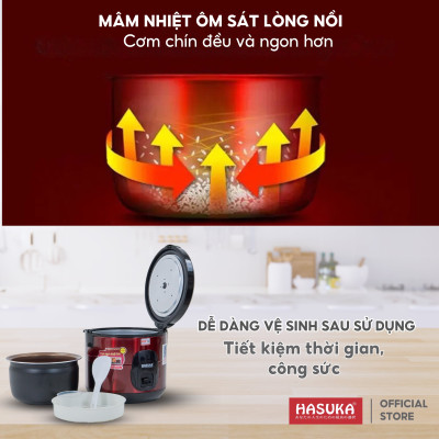Nồi cơm điện HASUKA HSK-863 dung tích 3.2L, công suất 1200W- Thiết kế dễ sử dụng, lòng niêu chống dính Ceramic - Hàng chính hãng