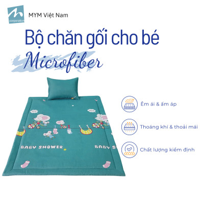 Bộ chăn gối cho bé đi học mẫu giáo MYM chất vải microfiber mềm mịn, êm ái (Khách Vui Lòng Chat Với Shop Để Chọn Mẫu)