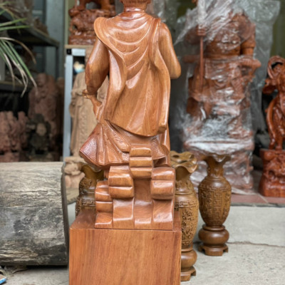 Tượng trần quốc tuấn, trần hưng đạo vương bằng gỗ hương đá đẹp long lanh kt 100×32×24cm
