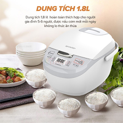 Nồi cơm điện tử Sharp 1.8 lít KS-COM192EV-GY - Hàng chính hãng