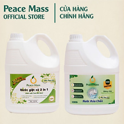Combo Sản Phẩm Gốc Thực Vật  Peace NGB3 Mass - Nước Giặt Xả 2 in 1 3.6l + Nước Rửa Chén 3.6 lít (Thuộc nhóm Sản phẩm Lành tính )