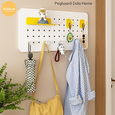 Bảng lỗ Pegboard Dola Home nhỏ gọn kim loại cao cấp treo tường treo quần áo, móc khóa, đồ dùng cần thiết