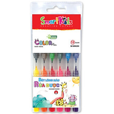 Bút lông màu rửa được Smartkids SK-WM204 (12 màu/hộp)