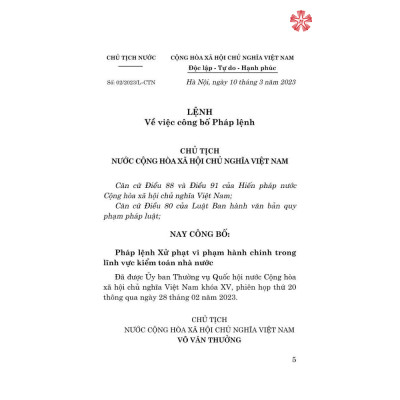 Pháp lệnh xử phạt vi phạm hành chính trong lĩnh vực kiểm toán nhà nước