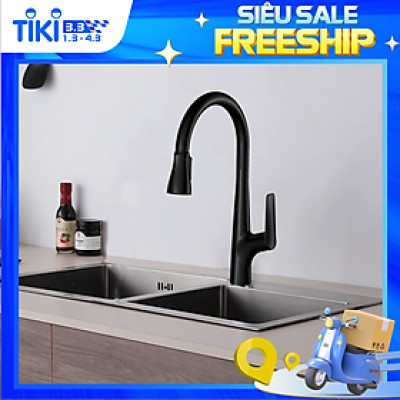 Vòi Rửa chén Nóng Lạnh Ecalite EF-K572B - Có Dây Rút - Điều Chỉnh Tia Nước - Đồng Thau Sơn Đen Cực Đẹp - Hàng Chính Hãng