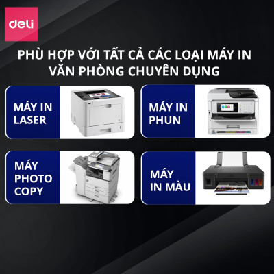 Thùng 5 Ream Giấy A4 Deli Giấy In Photo Copy 70gsm Chính Hãng Loại Dày Ream 500 Tờ Chống Lóa Giấy Mắt