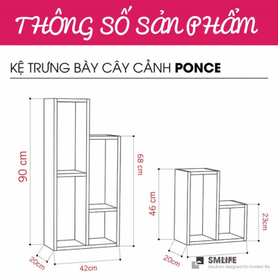 Kệ gỗ trang trí cây cảnh SMLIFE Ponce