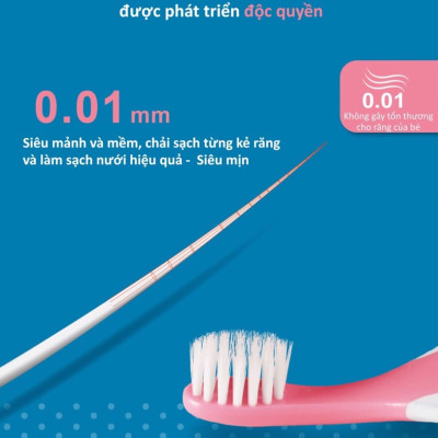 Bàn chải đánh răng cho bé từ 0 đến 3 tuổi, bàn chải siêu mảnh 3 trong 1 KUKU KU1138