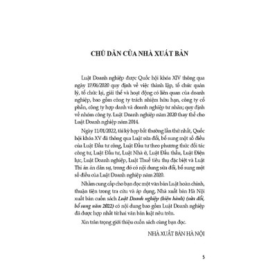 Luật Doanh Nghiệp (Hiện Hành) (Sửa Đổi, Bổ Sung Năm 2022)