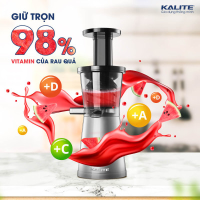 Máy Ép Trái Cây, Máy Ép Chậm Mini KALITE KSJ4411 Tiêu Chuẩn Châu Âu Dung Tích 200 ML Công Suất 200 W - Hàng Chính Hãng