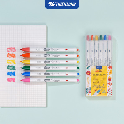 Bút lông 6/12 màu dạng bấm Retractable Fiber Pens Classic/Kawaii Thiên Long Colokit - 0.6mm