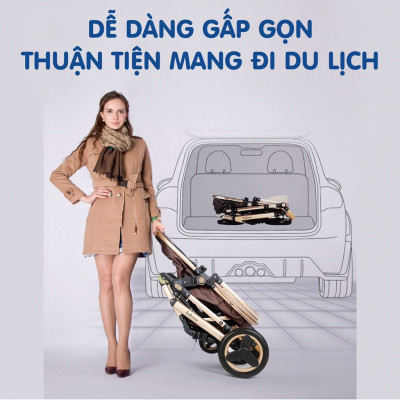 Xe đẩy kiêm nôi ru cho bé BELECOO 2 chiều hàng chính hãng