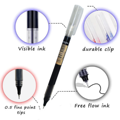 Bút Mực Gel Bi Nước Văn Phòng 2 Màu Đen Xanh Vinaplus Ngòi 0.5mm Dành Cho Văn Phòng Sinh viên Học Sinh