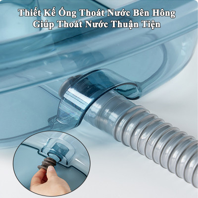 Chậu Gội Đầu Tại Giường KUNBE Dành Cho Người Bệnh, Người Già, Bà Bầu Và Trẻ Em, Bản Nâng Cấp Có Đệm Lót TPE Đầu Và Gáy, Ống Thoát Nước Đầu Cao Su Chống Rò Nước