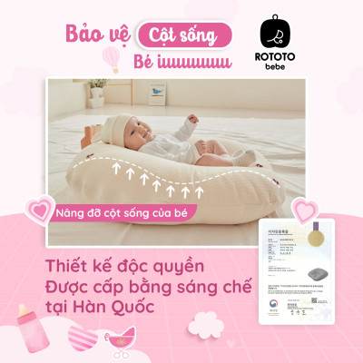 Gối chống trào ngược cho bé Rototo bebe cao cấp khắc phục tình trạng trào ngược dạ dày trẻ sơ sinh hiệu quả - Loại Cotton lụa mẫu mới nhất