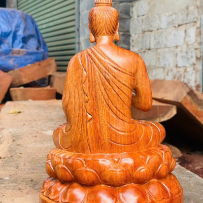 Tượng phật thích ca bằng gỗ hương đá kt 30×21×17cm 