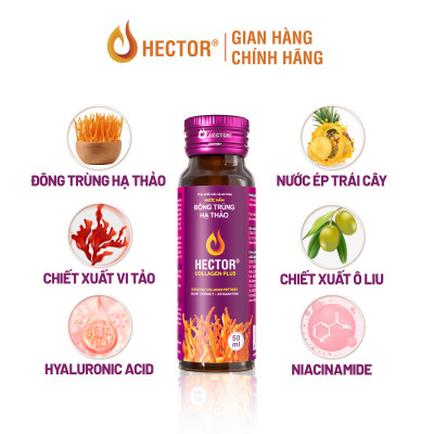 Nước Nấm Đông trùng hạ thảo Hector Collagen Plus hỗ trợ làm mờ thâm nám, bổ sung collagen