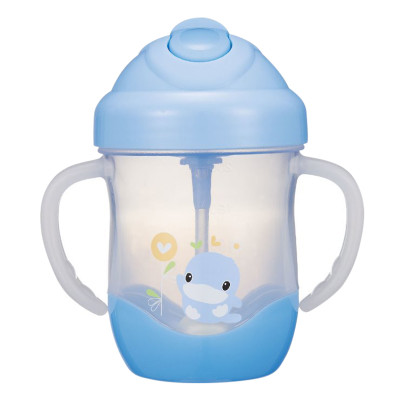 Bình Tập Uống Ống Hút Có Tay Cầm KuKu Duckbill  - Nhựa PP Cao Cấp - 200ml - Xanh