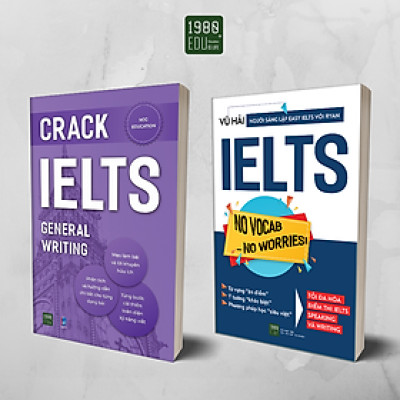 Sách - Combo 2 cuốn Crack Ielts general writing + IELTS No Vocab - No Worries! - 1980Books