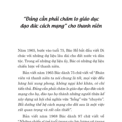 Sách - Di Sản Hồ Chí Minh - Bác Hồ Với Việc Bồi Dưỡng Thế Hệ Cách Mạng Cho Đời Sau