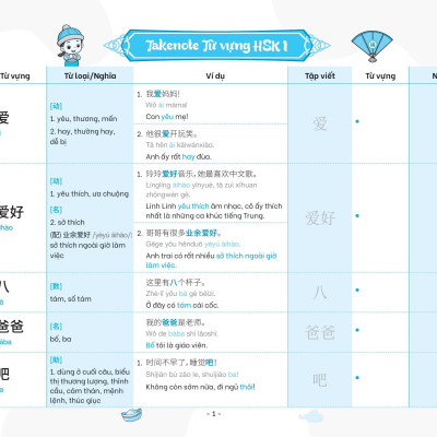 Sách - Takenote - Từ Vựng HSK Tiếng Trung - HSK1 (Cung Cấp 500 Từ Vựng)