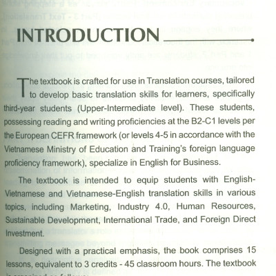 Translation 1 - Trường Đại học Ngoại Thương ; TS. Nguyễn Thị Dung Huệ chủ biên, ThS. Nguyễn Phương Linh, ThS. Lê Khánh Minh, ThS. Nguyễn Thị Lan Anh