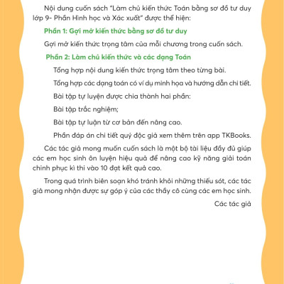 Sách - Làm Chủ Kiến Thức Toán Bằng Sơ Đồ Tư Duy Lớp 9 - Luyện Thi Vào 10 Phần Hình Học Và Xác Suất