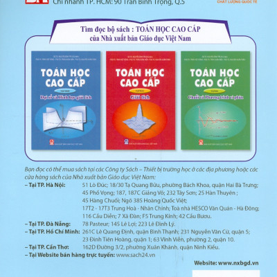 Toán Học Cao Cấp, Tập 1: Đại Số Và Hình Học Giải Tích (Tái bản lần thứ tư, năm 2024)- GS.TS. Nguyễn Đình Trí (Chủ biên),  PGS. TS. Trần Việt Dũng, PGS. TS. Trần Xuân Hiển, PGS. TS. Nguyễn Xuân Hào