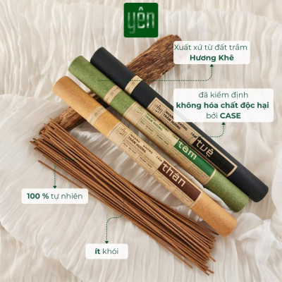 Nhang Trầm Hương Không Tăm Giá Sỉ Yên Loại Thân, Tâm, Tuệ Sạch Tự Nhiên Ít Khói An Toàn Dùng Thiền