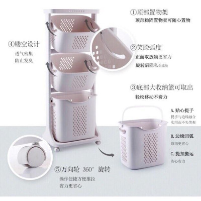 Kệ Đựng Đồ Đa Năng, Nhựa Plastic, 3 Tầng Có Bánh Xe