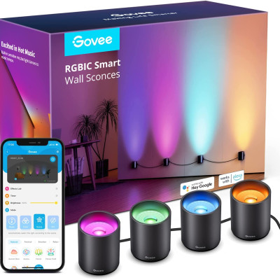 Đèn LED gắn tường trang trí nội thất Govee RGBWW Smart Fixture Light H6087 | Thắp sáng phòng khách, cầu thang, hành lang