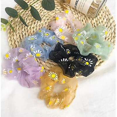 Sét 2 dây buộc tóc in cúc họa mi HD49 giao mầu ngẫu nhiên