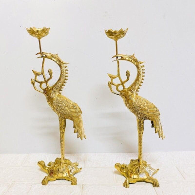 ĐÔI HẠC ĐỒNG CAO 42 CM NẶNG 3 KG CHẤT LIỆU BẰNG ĐỒNG 