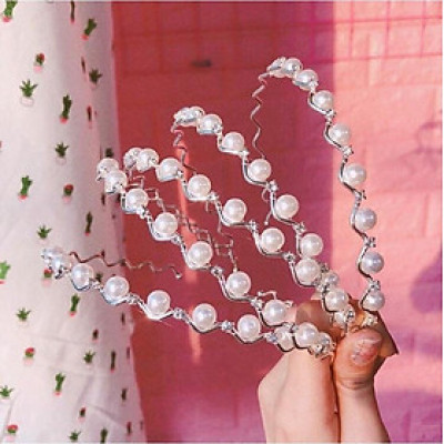 Cài tóc hạt châu gợn sóng - phụ kiện tóc nữ style Hàn Quốc