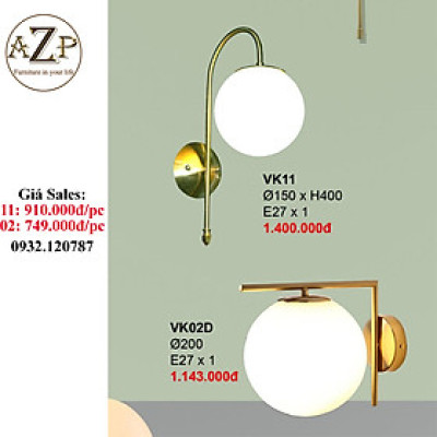 AZP - ĐÈN ỐP VÁCH / ĐÈN TRANG TRÍ / ĐÈN TREO TƯỜNG PHÒNG KHÁCH, PHÒNG NGỦ, NHÀ HÀNG, KHÁCH SẠN AZP-VK phong cách đương đại, hàng nhập khẩu AZP