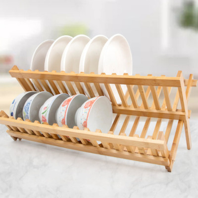 Giá úp chén bát Nhà của Mẹ chất liệu gỗ trúc tự nhiên chống mối mọt, nứt vỡ, có thể gấp gọn khi ko sử dụng, kích thước 46x22x21cm 