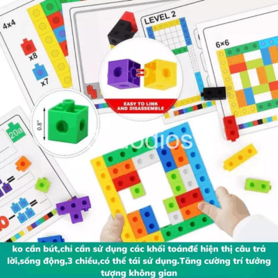 Đồ chơi giáo dục NUMBER BLOCK Linking Cubes học toán và xếp hình sáng tạo 100 khối NumberBlocks toán tư duy,tiếng anh