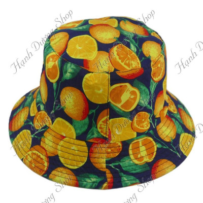 Nón bucket tai bèo họa tiết quả cam - Quả cam