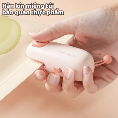 Máy Hàn Miệng Túi Cầm Tay Cute, Máy Ép Miệng Túi Đồ Ăn Vặt Sạc Pin Tích Hợp Nam Châm Kèm Đầu Cắt Tiện Dụng - Hàng Chính Hãng MINIIN